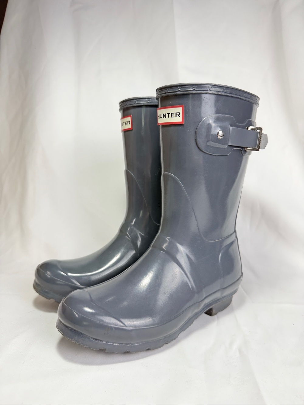 Hunter Original Short Gloss Gull Grey Slate Rain Boots Women’s US 6 UK 4 EU 37 - Picture 2 of 12